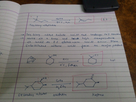 Naon 80c ho TE2 Tertiary alkydhalide Tertiary alkyl halide will not undergo SN 2 reaction NaOH is a base and heads high temp