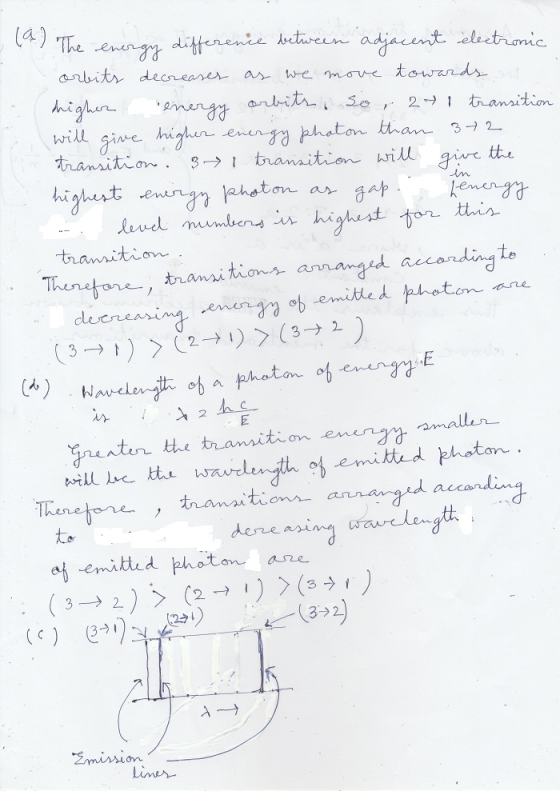 (a) The energy difference between adjacent electronic orbits decreases as we move towards higher energy arbitra so 2 transiti