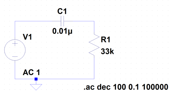 C1 0.01μ V1 33k /N .ac dec 100 0.1 100000
