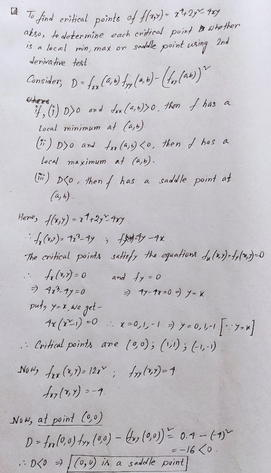 derivative test where, To find oritical points of $13) - 2497-984 akso, to determine each critical point t whether is a local