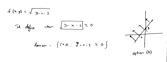of (e. y) = yoxr3 It define when yox-3 31> 0 3 domain : {(*.4); 9 -x- 330} option (0)