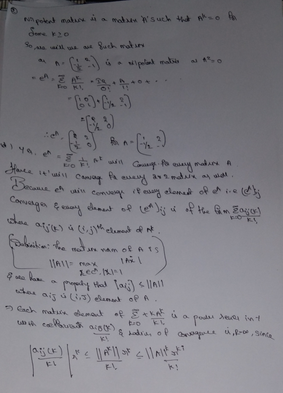 IS 2 Some kio so relpotent matrix 41 9 for A= where aij is (,J) element of A. Nilpotent matur ia mation A such that Ak=o for