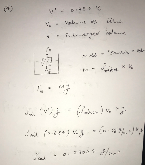 4 V=0.88 4 V birch Volume af Vo volume Submerged Volu Densitn Mass Jniren) V Joil (o.884) v 1 3 7 8059