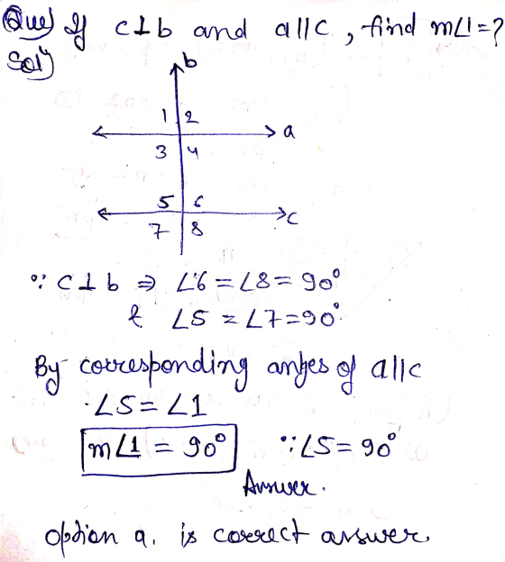 Que of etb and Solu allo , find mli=? 6 Ab 112 A 314 C 7 18 O? Clb ) 6 = 18= 90° ļ 15 z17=90 By corresponding anges of alle •