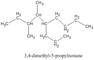 CH H2 CH H2 H3C CH HC CH3 CH CH3 H2C 3,4-dimethyl-5-propylnonane