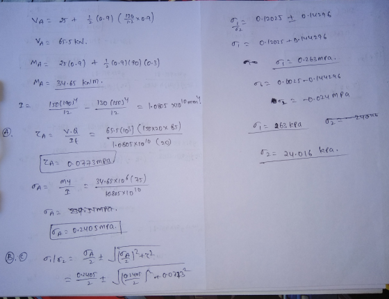 VA= 25 & 2 (0.9) ( 120 x 0.9) - 0./2025 + 0.14196 VA= 65-5kn. r = 0.12025 +-144296 MA: 2510,9) + 100.93190) (0-3) o ra 0.263m