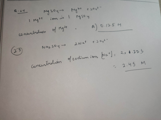 Q-24 - Masoy Mga + 3042- I my at iom in I rysoy concentrtion of Mg 2+ . A) 0.125 m 2 Nat & Joy2- Nasoy - concertation of sodi