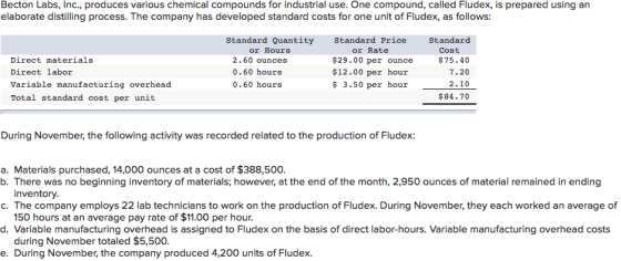 Becton Labs, Inc., produces various chemical compounds for industrial use. One compound, called Fludex, is prepared using an