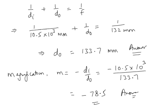 ㅗ + = I di ナー do > + 10.5x 103 mm do wwZEL Anower > do = 133.7 mm = m di Jo aguhe acation, -10.5xló 133.7 - - 78.5 Arome