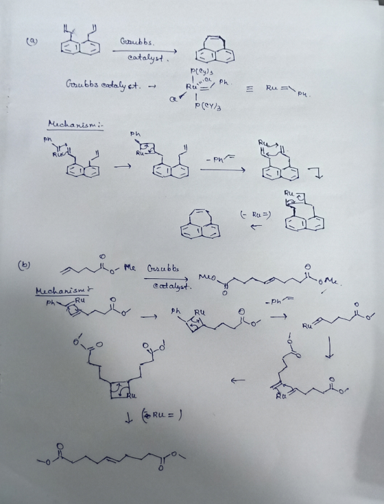 Graubbs. catalyst. Pley), Inic, Ph. RUO Gorubb3 catalyst. - Rulou P(64/3 Mechanismi -ph BU RUEL t Ru=) 1 l he Gesubbs Catalys