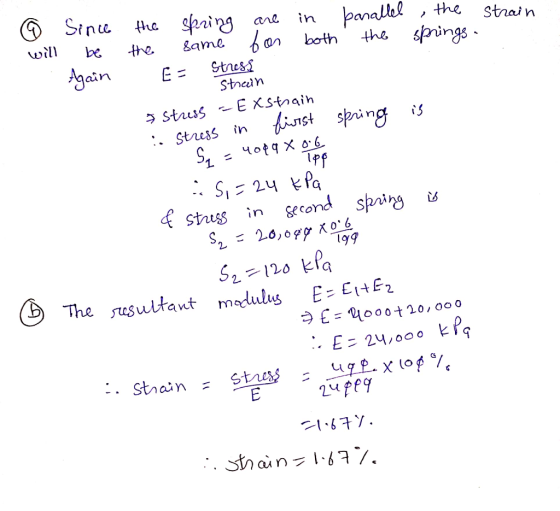 strain 0 Since the spring are in parallel , the will be the same for both the springs. Again E= Stress strain 5 Stress - E Xs