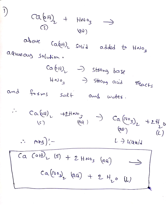 Cabн), t above CabH) Souid added tHo aqweou Soluhon Caey Stoong bas Deacts Stoor aud amd oms wotes. Salt Саби), +2HNO Ca (No3