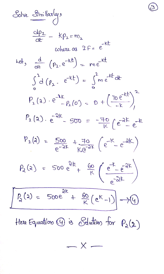 where as If = eht D . K Solve Similarly den - KP2=ma het al die (P2. e*t) - mekt Sa (p. ext) = sment at Peca). et 2.60) - 0 +