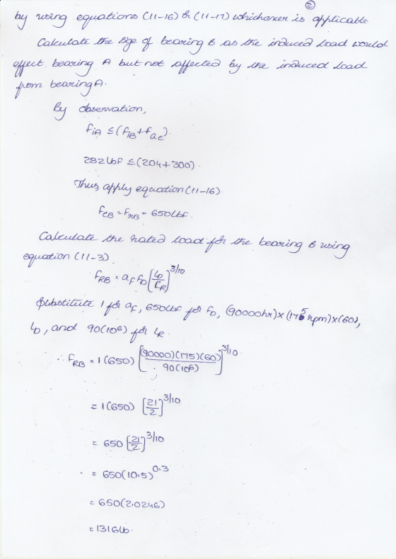 Calculate the bearing B as the induced load would by wing equations CU-16) & (1441) whickexer is applicable Sige of ffect bea