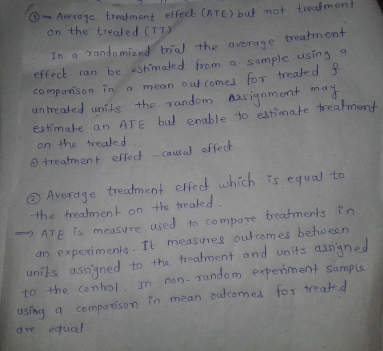 @> Average treatment effect (ATE) but not treatment on the treated (IT) In a randomized trial the average treat effect can be