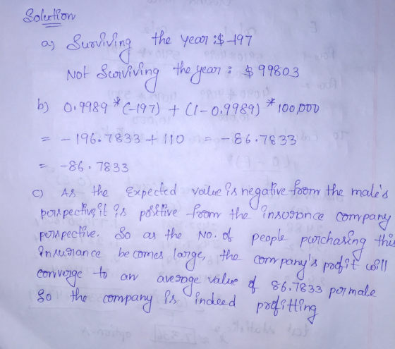 Solurtion the year $197 aj Suniving Huot foly No Scaviving the yeaon 99803 LOCO b) 09989C-197) + C1-0.9989) 100 pUD - 196.783