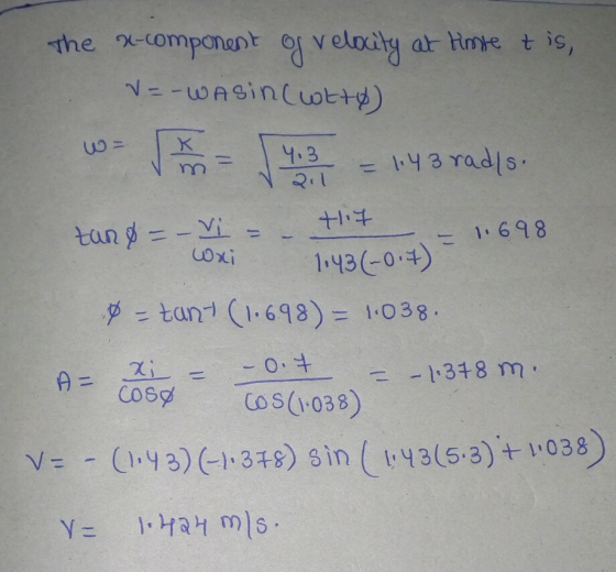 the χ-component giv elihyarhnre t is, Y. 3 - 1698 ox143(0) g tan (698)1038 0: 348 m Cosy COS-038) V (3)- 31) 3in (33038