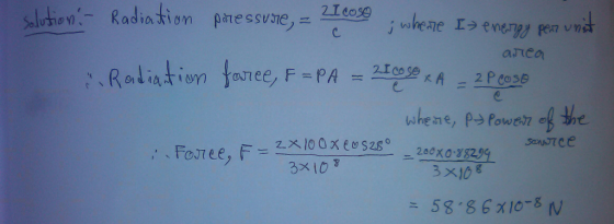 shtov-Radiation ρ arteo where, p→ Power-4 the oCx0 382991 3x10 3 3 x10 8 58.86x10-8N