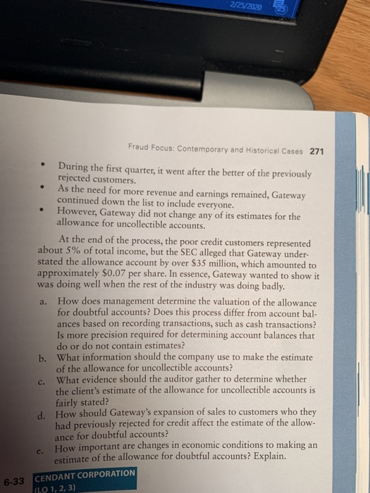 * 2/25/2020. Fraud Focus: Contemporary and Historical Cases 271 During the first quarter, it went after the better of the pre