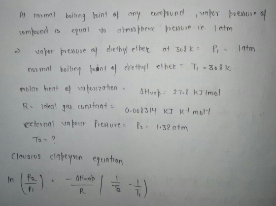 At normal boiling point of any compound vapor pressure of compound is equal to catmosphere pressure ie. I atm » vapor pressur