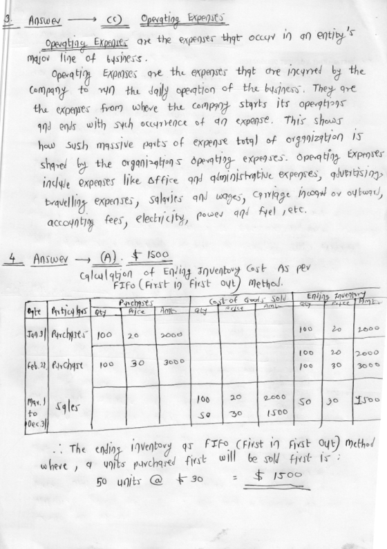 3. Answer Opergting Expense Operating Expenie ae the expenser that occyr in n entitys majov line of bysiness. Operatin Expns