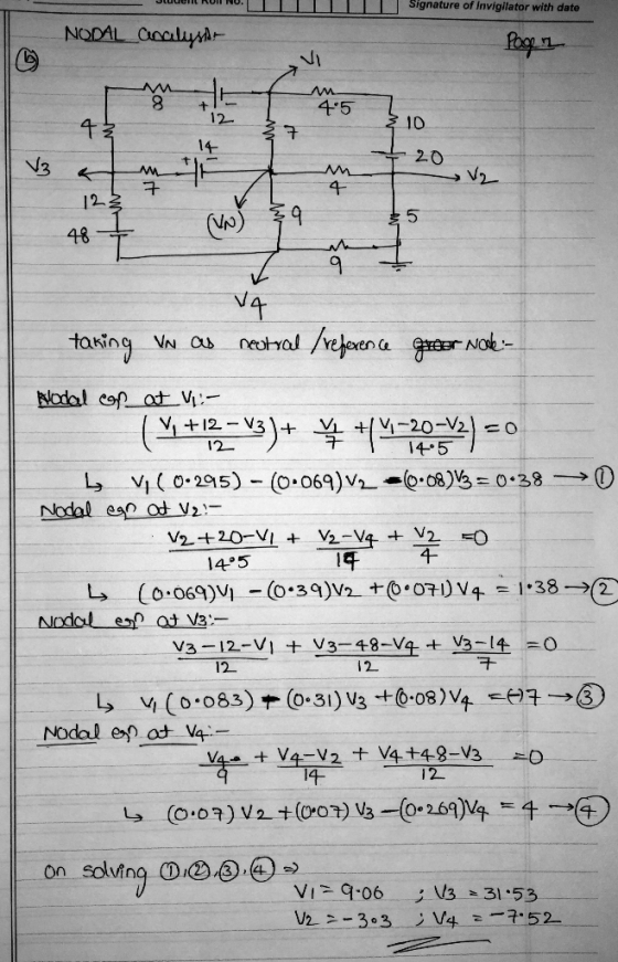 Signature of Invigilator with date Ni 4-5 千 12 10 2.0 48 taking VN neotral 12- 4. 5 0.08)悠 VI ( 0-2015) _ (о.069)%-- → D 14 5