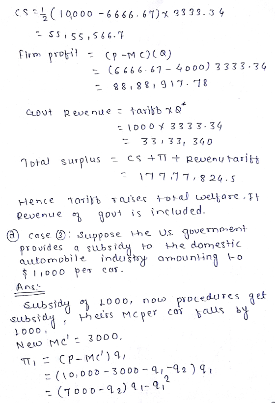 CS,( 10,000-6666.67)x93 3 333. 3 4 2 ろ3, 33, 340 ?evenue govt is included case Suppose r ovides a subsi automobile indu Hhe us governonenh to the domesHc Ans DOD 2