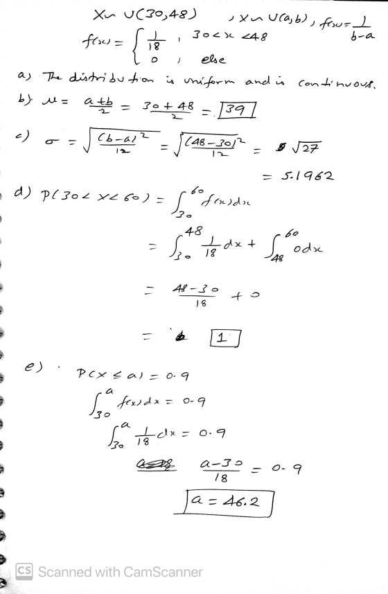 30cc 248 Xu u(30,48) oxu uca, b), flow: / b-a flow= else as the distribution is uniform and is continuous. b). u= atb { 3ot 4