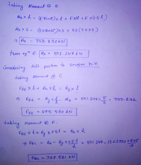 taking Moment @ Ax xA Ax3 638nssx5 53 (35 X5) - 359. % 32KN = 501. 247N laft portin to Sectim -m Cnadening Momerct a C taing