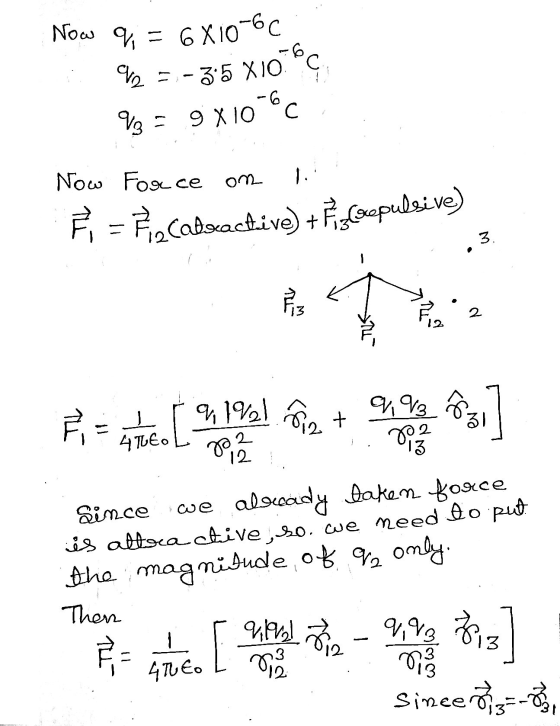 Now q = CO 6X10-60 =;-35 X10C 9 X 106c 1. 3. F = F Cabocactive) +Fi Corpulsive) ✓ T 2 the magnitude of or Vo = Now Force on q