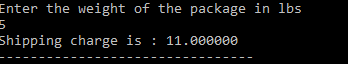 Enter the weight of the package in lbs Shipping charge is 11.000eee