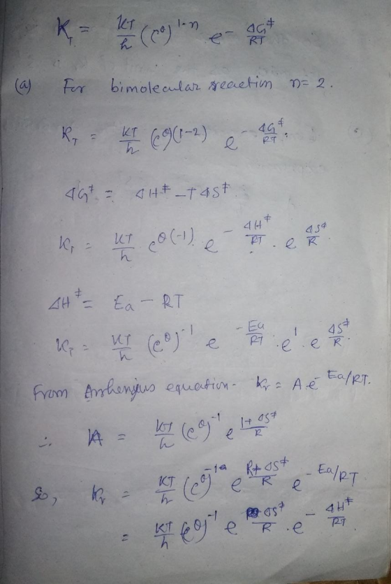 1-n K UT (no) agt RT For bimolecular reactim n=2. of KI KI ((1-2) e RT 4G* = SH* _TASE 4H a 54 Kr UT CO (-1) e BT I R h + AH