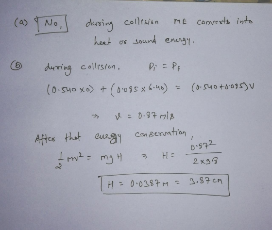 (as No, colltsisn ME Converts into during os Lound enngy heat Pi= PF collrston, during (b-S40+60953 (0.540 x0) +(0ogs x 6.40)