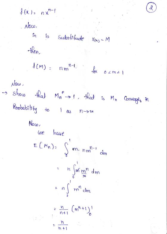 fava nx4 Now. in is substitute XenyM then *(M) = nmnt for olmal Now, - Now a show that Probability to is Mnal I as n Min. Con