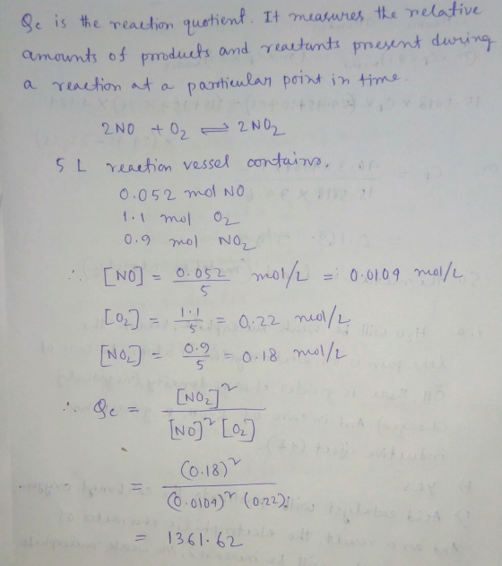 Be is the reaction quotient. It measures the relative amounts of products and reactants proesent during a reaction at a parti
