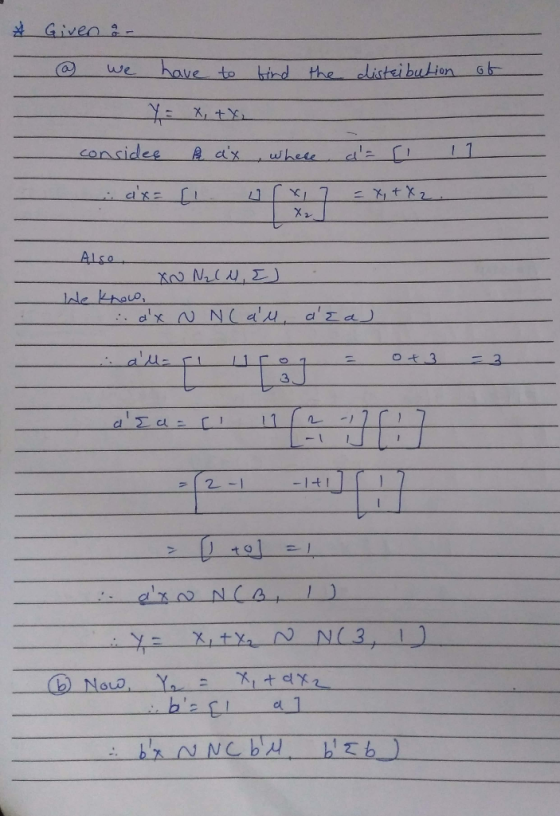 A Given - have to bind the disteibulion Gb we ¥=X,+X, considee 11 A ax whele Also We know, : dx N N (au, aza) 11 11 -) -|
