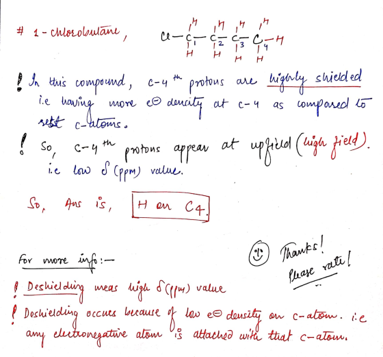 # 1- culoro sulane, , M ,H in e-c C z LCH - H H H H In this compound, c-y the protons are highly shielded le having more eo d