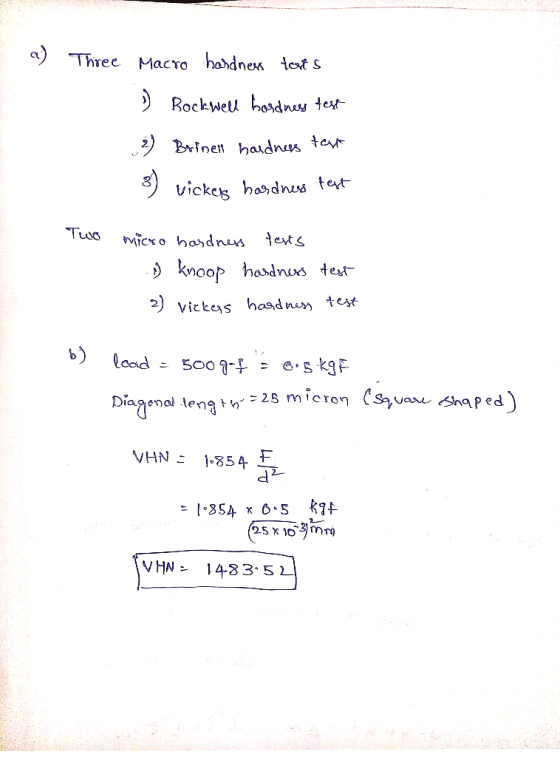 a) Three Maco hadnes ict s hadn« a s Ð knoop ha dun test- Diaamal tena.25 micron ČSyvasu Shaped