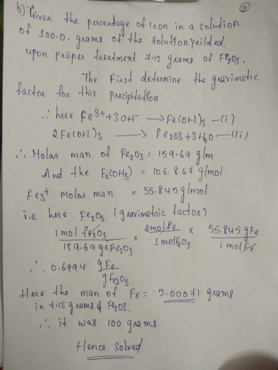 Tiven the pecendage of taon in a galudion 64 f00.0 tho olulfon yeild ad uPon Padp dheadment t-15 guams of Feos The finsd detu