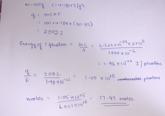 ME1009 CE4.184318 MCAT 17 100 x4.184x C30-2s) 2042 J 34x3X10 6.626X10 1 L000x10 3puoton .98x10 200 2 105 x10 atecutes phatons
