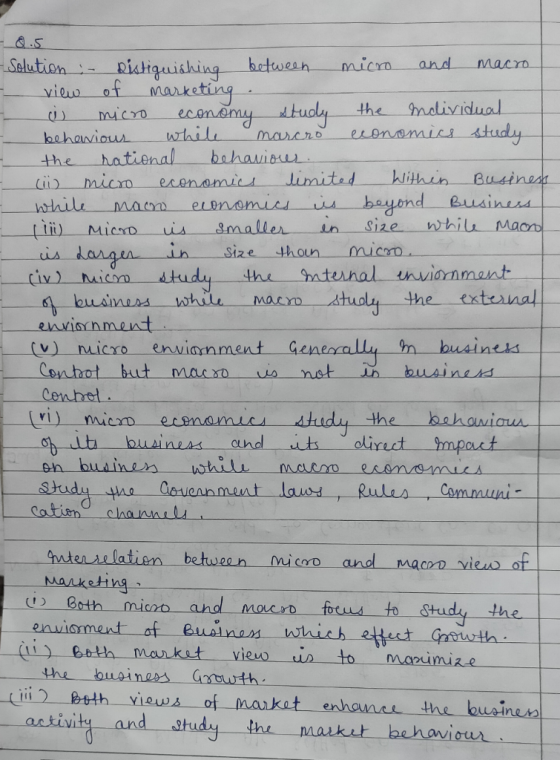 -_Q.5 Selution:- mirro and macro Ristiquishing between marketing. view of mlividual economics study econemytudy the while mic