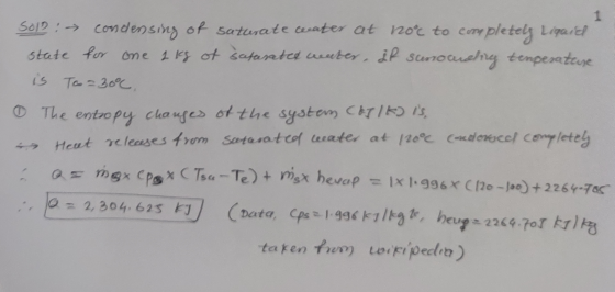 1 5012: → condensing of saturate ceeater at 10°c to completely Ligail state for one 1kg of saturated center, if sunowshig ten