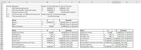 A B F G I J K L 1 2 OOO VOU A w Part No. Required Answer to Firm A Answer to Firm B Formula EBIT (Operating Income) $ 8,000.0