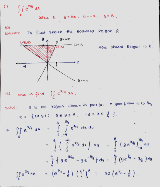 (i) sse DA. R where R: Y =.42 ; y = -2, y=8, solution: To first Sketch the Bounded Reigon R y y= 42 (-8,8) y = 8 Here Shaded