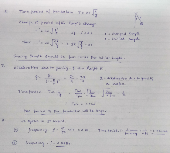 Time perioa of ber dulanm T= 2 change af beriod afur lnyth chamge TE 27 f 4L 1changed lunyf then 41 T: 27 2 27 -2T Strint len