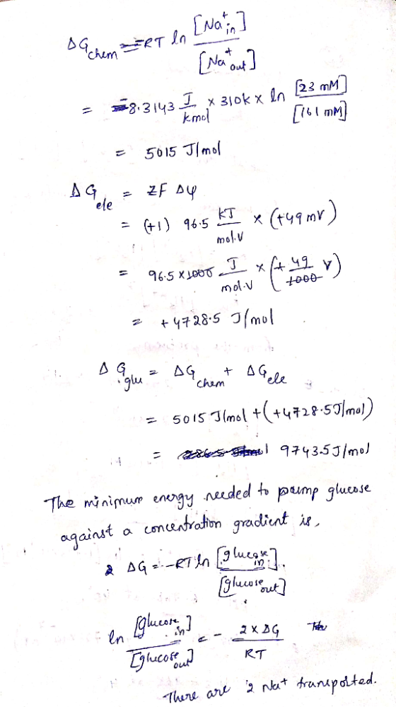 chem x 310k xIn22 mM kmoi 8.3143 5015 JImol AG ele (r41 mY) KT X molv 96.5 XLOU0 mol v 4728.5 mol AG cham ele 50IS Timal t+4t