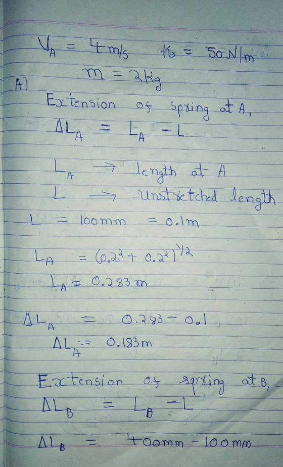 tm/s A A) Extension oSpting at A, ALA -L A lenath at A A dength Unst etched =0.lm loomm LA LA0.283 m O.293 0.l AL AL 0.193 m