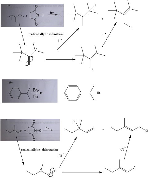Itx.th radical allylic iodination (b) O snosimordion N-ci hva + radical allylic chlorination