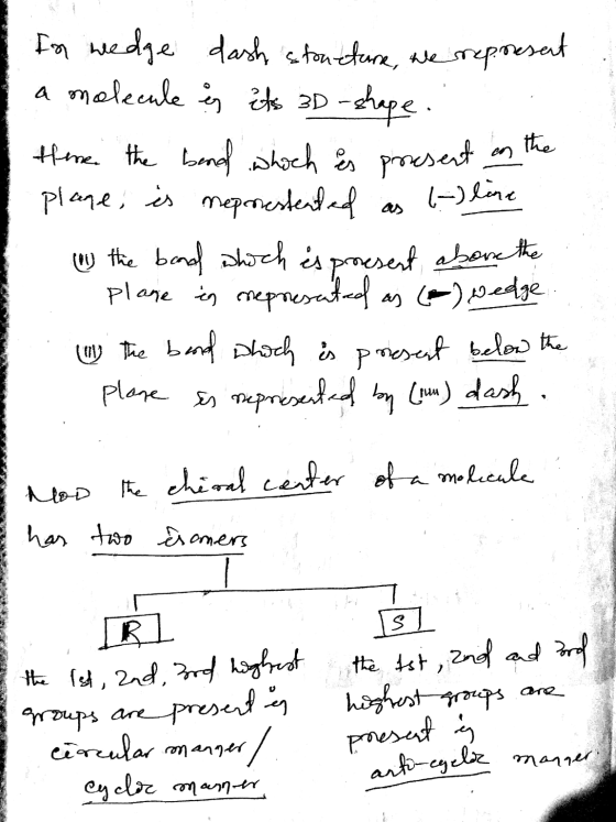 I In wedge dash stonetare, we represent a molecule is its 3D - shape. . there the band which es present on the I plane, is ne