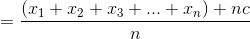 (21 + x2 +13 + ... + n) + nc